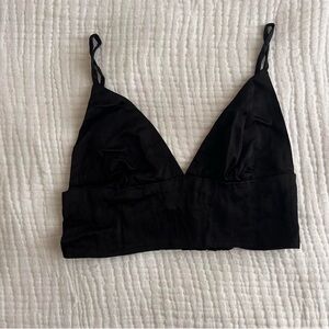 Zara Black Satin Bralette, Size M